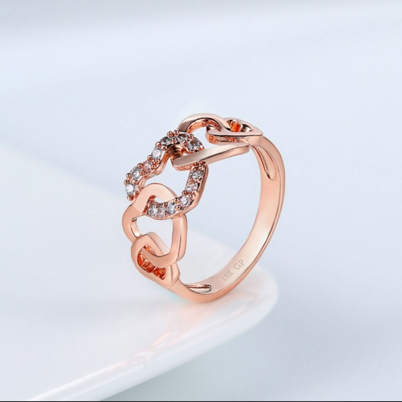 18K Rose Gold Eternity True Love Heart Ring - Picture 4 of 8